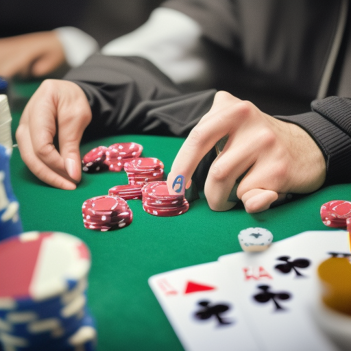 

The image shows a poker player studying their opponent's hand history, looking for patterns in their betting behavior. The player is focused and determined to gain an edge over their opponent by analyzing their betting patterns.