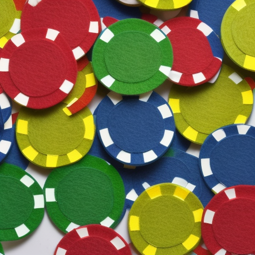 

An image of a stack of brightly colored poker chips, arranged in a fan pattern on a green felt table top. The chips are in a variety of colors, including red, blue, yellow, and white, and are perfect for a home