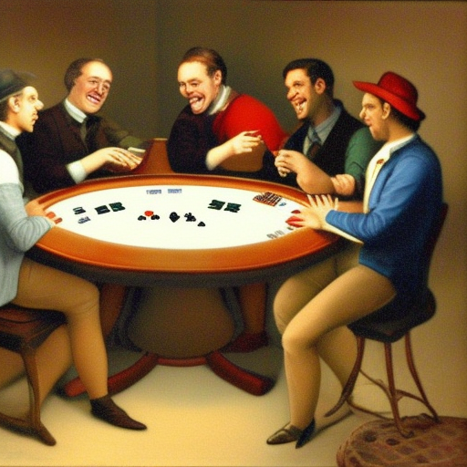 

The image shows a group of people playing a game of poker around a table. The players are smiling and laughing, and the atmosphere is relaxed and friendly. The image illustrates the long history and evolution of the game of poker, which has been