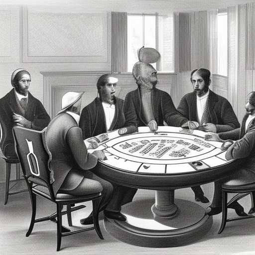 

The image shows a group of people playing a game of poker. The players are gathered around a table, with cards and chips in front of them. The image conveys the idea of the long history of the game of poker, and the