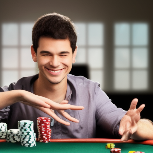 The image shows a poker player holding a full house of aces and eights. The player is smiling confidently, indicating that they have a strong hand. This image is a perfect illustration for an article about how to tell if you have a