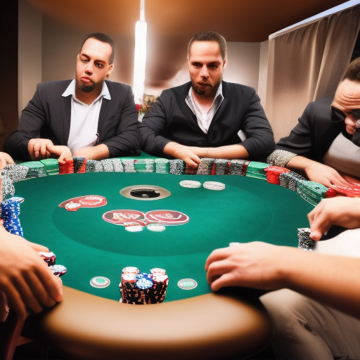 An image of a group of poker players gathered around a table, each with a stack of chips in front of them, illustrates an article about strategies for low-stakes poker tournaments. The players appear to be focused and determined, emphasizing the importance