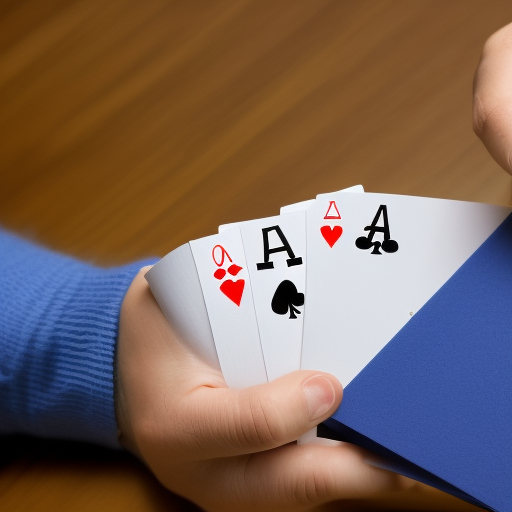 The image shows a poker player with a low-ranking hand of 2-3 of clubs. The player is confidently looking at their cards and has a determined expression on their face, suggesting they are ready to use their strategy to play the hand