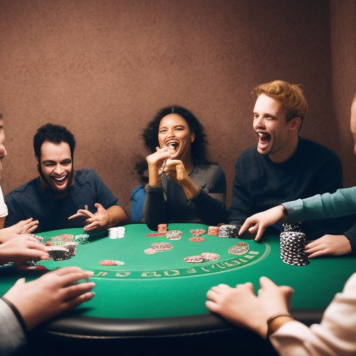 The image shows a group of friends playing poker around a table, laughing and enjoying themselves. The image illustrates the article, depicting a fun and exciting poker event. The image conveys the idea that poker can be a great way to socialize