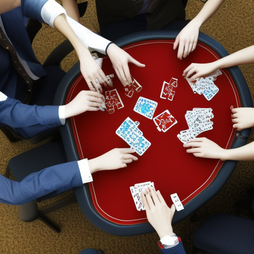 The image shows a poker table with five players seated around it, each with a different set of cards in their hands. The image illustrates the complexity of the different poker variants and the importance of understanding the rules of each one in order to be